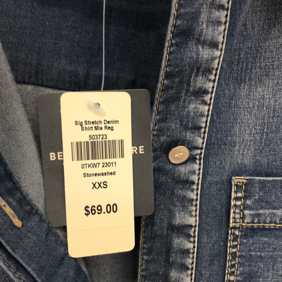 NWTs LL Bean’s Signature exclusive line Stretch lightly faded denim Shirt - Picture 7 of 10